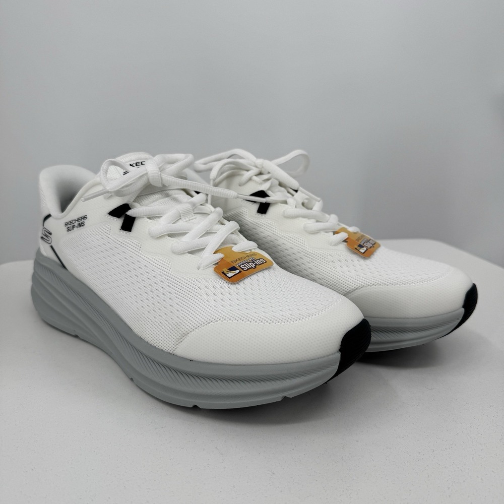 SKECHERS Mens Slip-Ins BOBS Sport Skillz Running Shoes White Grey 118431 Size 12